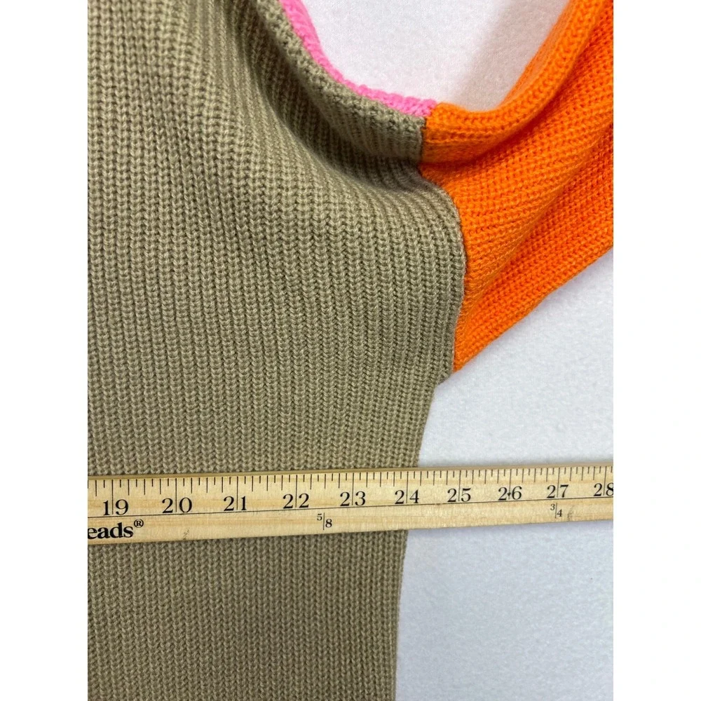 Colorblock‎ Dopamine Dressing Zeagoo Womens XL Pink Tan Orange Ribbed Turtleneck